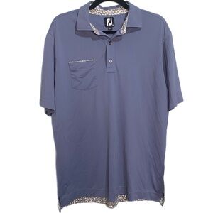 FJ Footjoy Polo Mens Medium Purple Performance Winter Creek Golf Shirt Floral